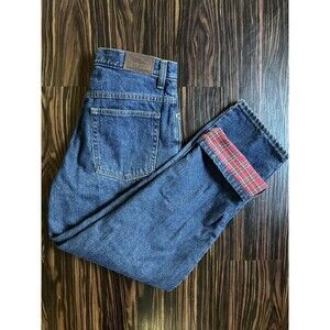 LL Bean Double L Relaxed Fit Flannel Lined Jeans Size 12 Petit Denim Pants